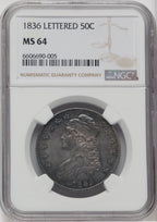 1836 50C Letter Edge Bust Half Dollar NGC MS64