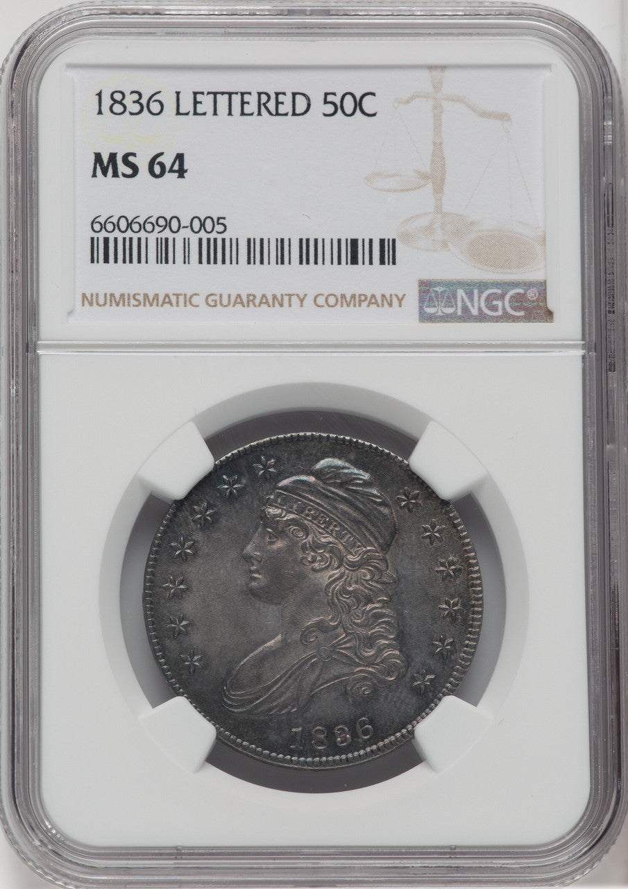 1836 50C Letter Edge Bust Half Dollar NGC MS64