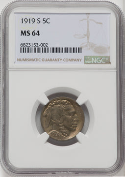 1919-S 5C Buffalo Nickel NGC MS64
