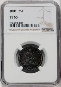 1881 25C Proof Seated Quarter NGC PR65