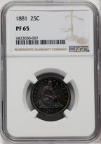 1881 25C Proof Seated Quarter NGC PR65