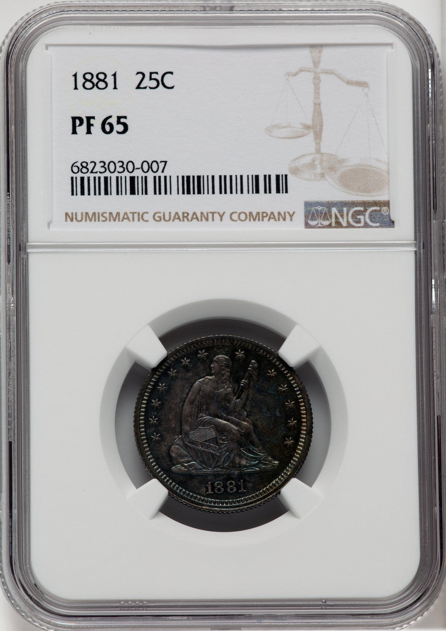 1881 25C Proof Seated Quarter NGC PR65