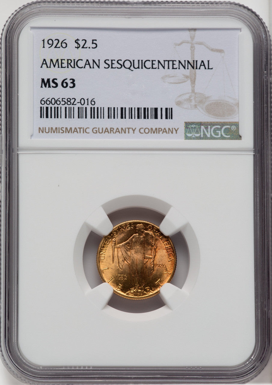 1926 $2.50 SESQUI Commemorative Gold NGC MS63