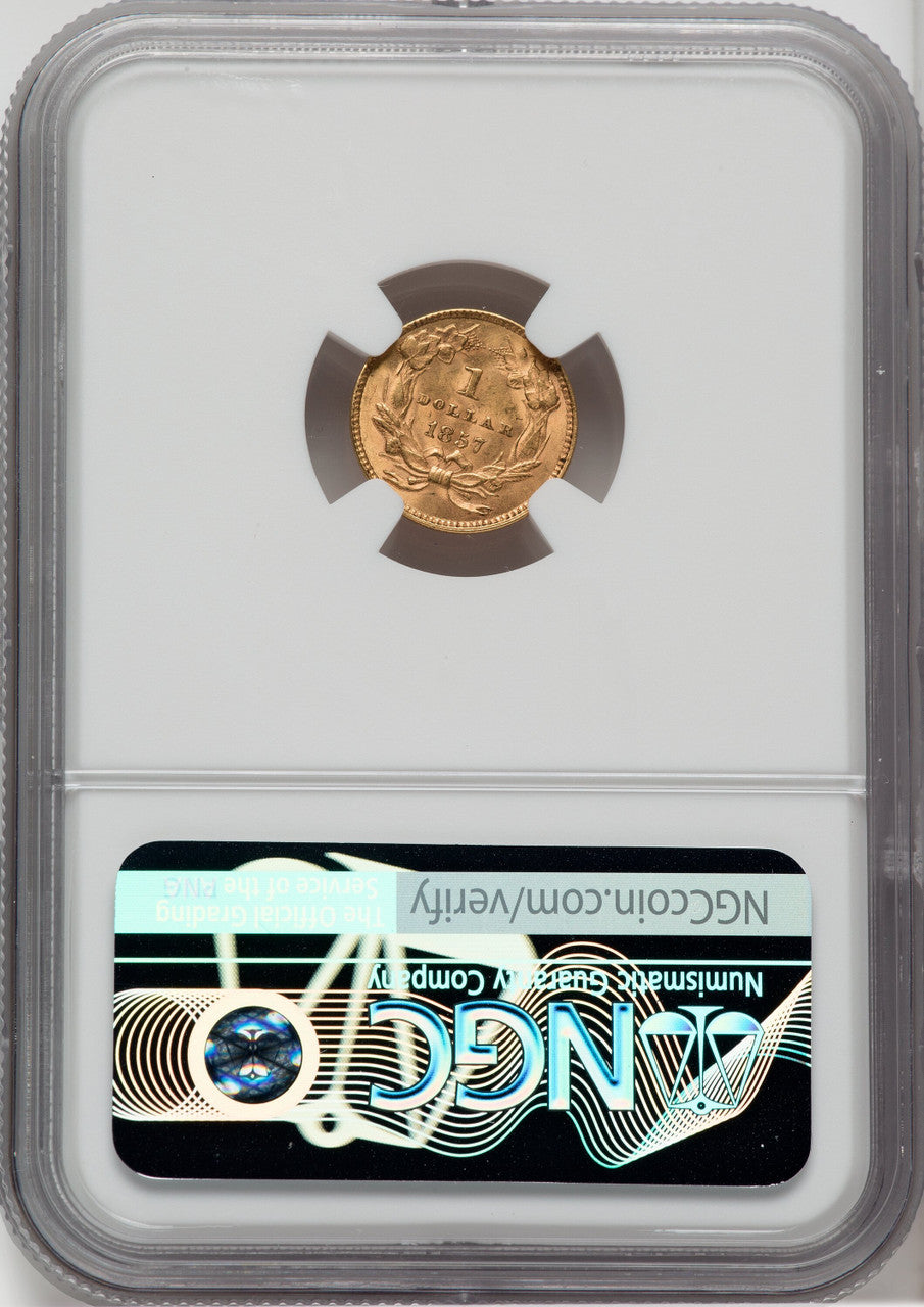 1857 G$1 Gold Dollar NGC MS63
