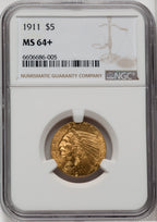 1911 $5 Indian Half Eagle NGC MS64+
