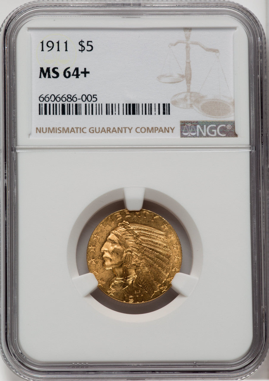 1911 $5 Indian Half Eagle NGC MS64+