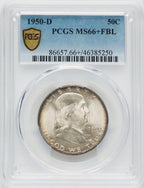 1950-D 50C FL Franklin Half Dollar PCGS MS66+