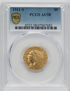 1911-S $5 Indian Half Eagle PCGS AU58