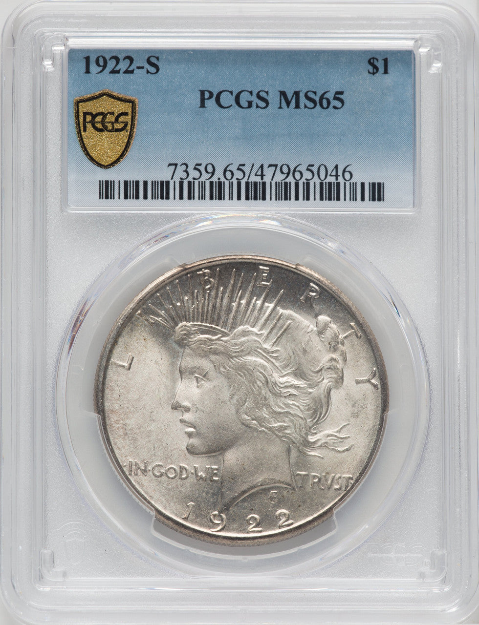 1922-S $1 Peace Dollar PCGS MS65