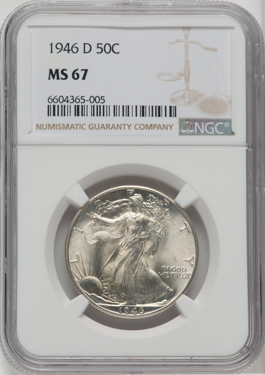 1946-D 50C Walking Liberty Half Dollar NGC MS67