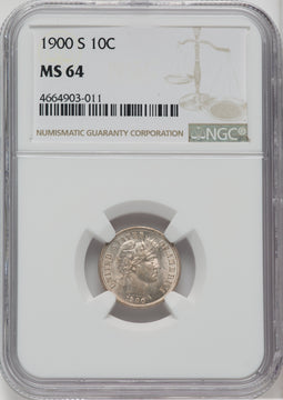1900-S 10C Barber Dime NGC MS64