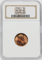 1949 1C RD Lincoln Cent NGC MS67