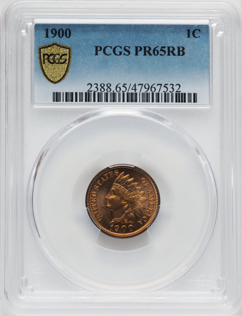 1900 1C RB Proof Indian Cent PCGS PR65