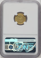 1842-52 A. Bechtler Dollar 27G. 21C. Plain Edge Territorial Gold NGC AU55