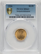 1926 $2.50 SESQUI Commemorative Gold PCGS MS63