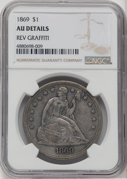 1869 S$1 Seated Dollar Details NGC AU50