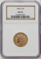 1909-S $5 Indian Half Eagle NGC AU53