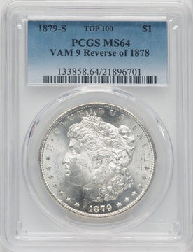 1879-S $1 VAM 9 Reverse of 1878 Morgan Dollar PCGS MS64