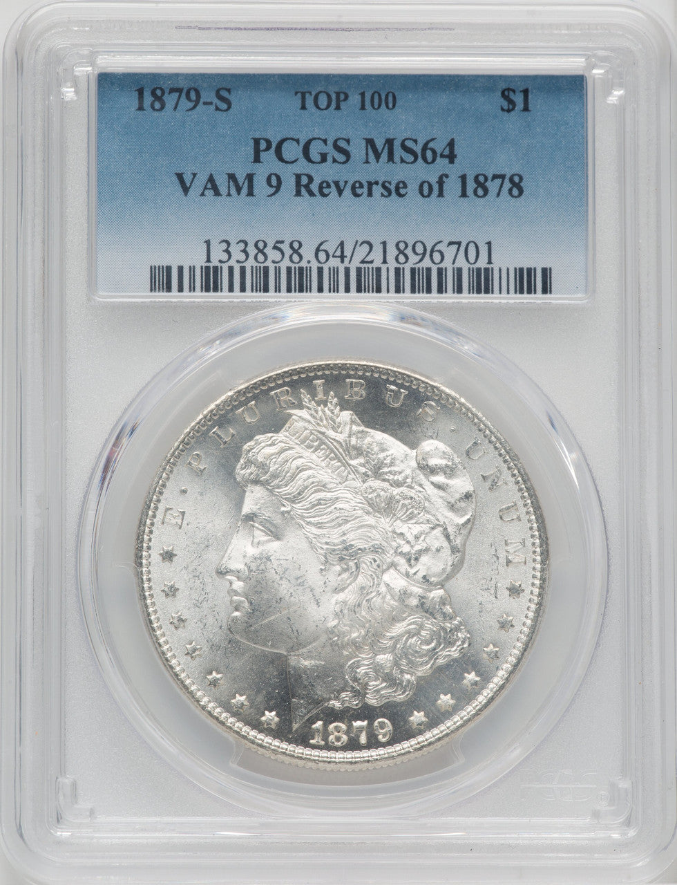 1879-S $1 VAM 9 Reverse of 1878 Morgan Dollar PCGS MS64