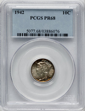 1942 10C Proof Mercury Dime PCGS PR68