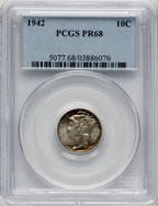 1942 10C Proof Mercury Dime PCGS PR68