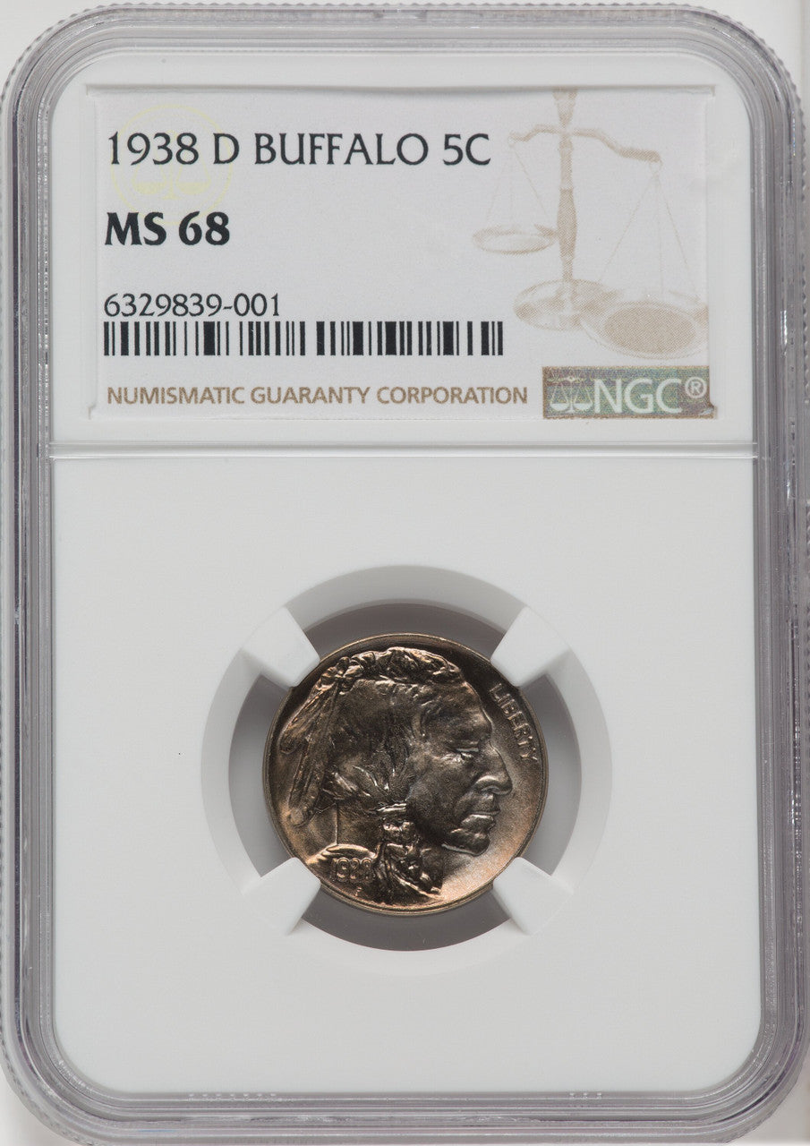 1938-D 5C Buffalo Buffalo Nickel NGC MS68