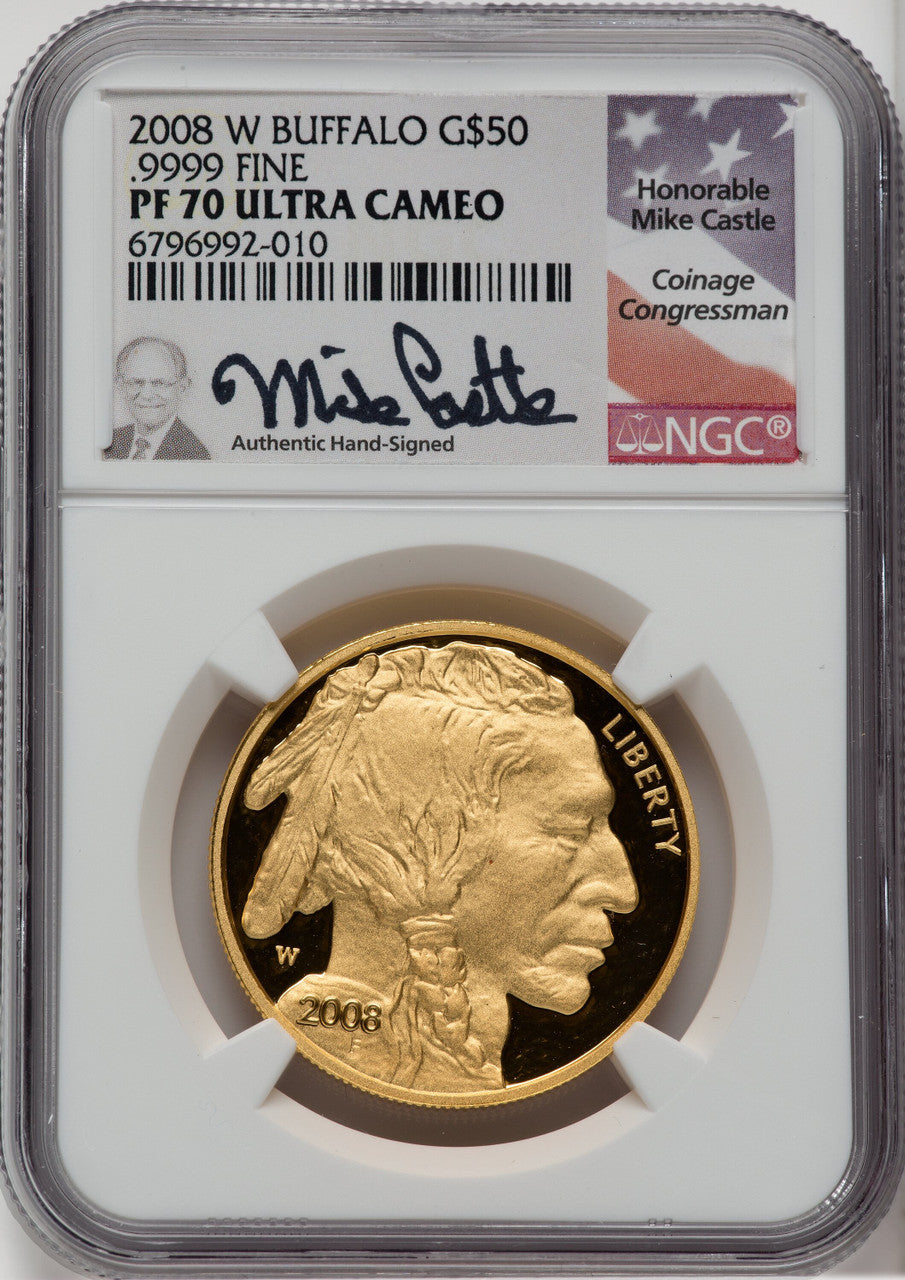 2008-W $50 One-Ounce Gold Buffalo .9999 Fine Gold NGC PF70