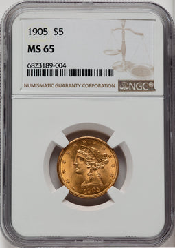 1905 $5 Liberty Half Eagle NGC MS65
