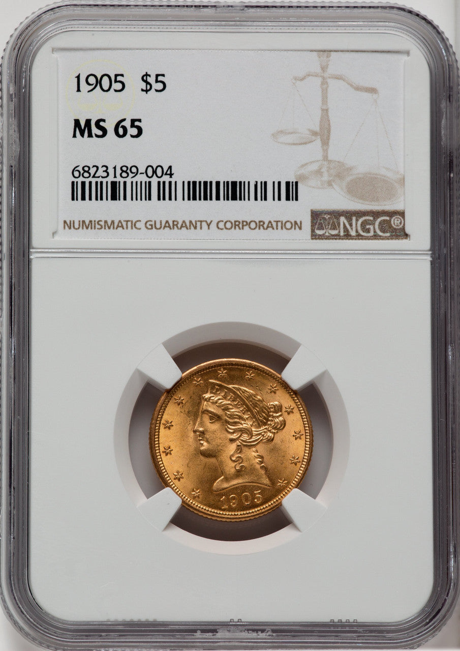 1905 $5 Liberty Half Eagle NGC MS65