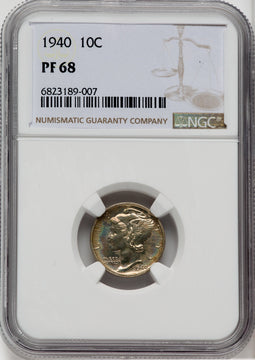 1940 10C Proof Mercury Dime NGC PR68