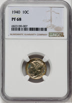 1940 10C Proof Mercury Dime NGC PR68