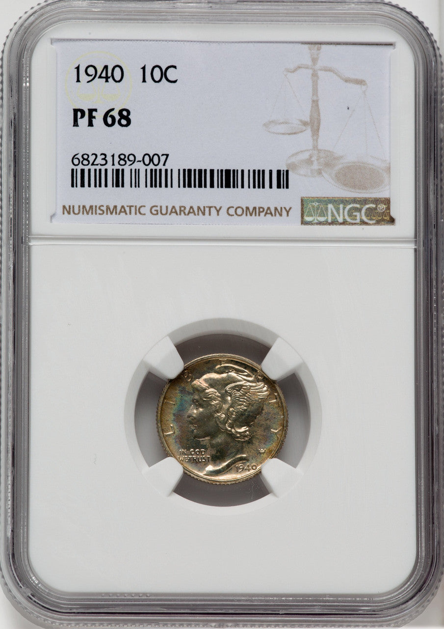 1940 10C Proof Mercury Dime NGC PR68