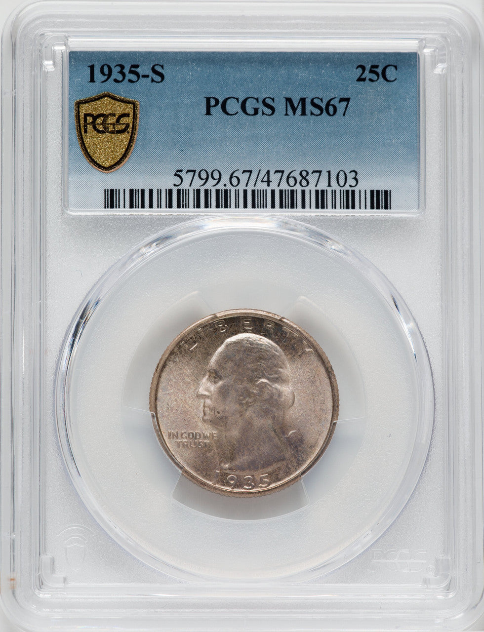 1935-S 25C Washington Quarter PCGS MS67