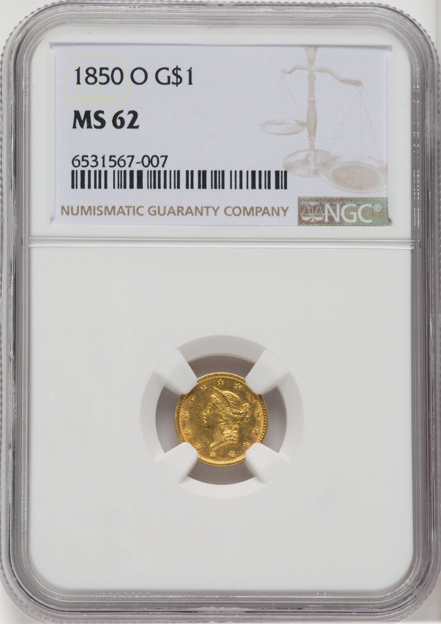 1850-O G$1 Gold Dollar NGC MS62