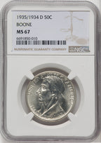 1935/34-D 50C Boone Commemorative Silver NGC MS67