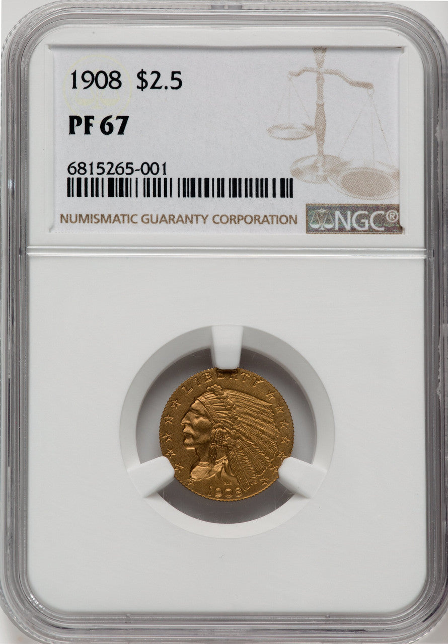 1908 $2.50 Proof Indian Quarter Eagle NGC PR67