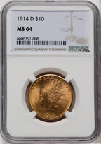1914-D $10 Indian Eagle NGC MS64