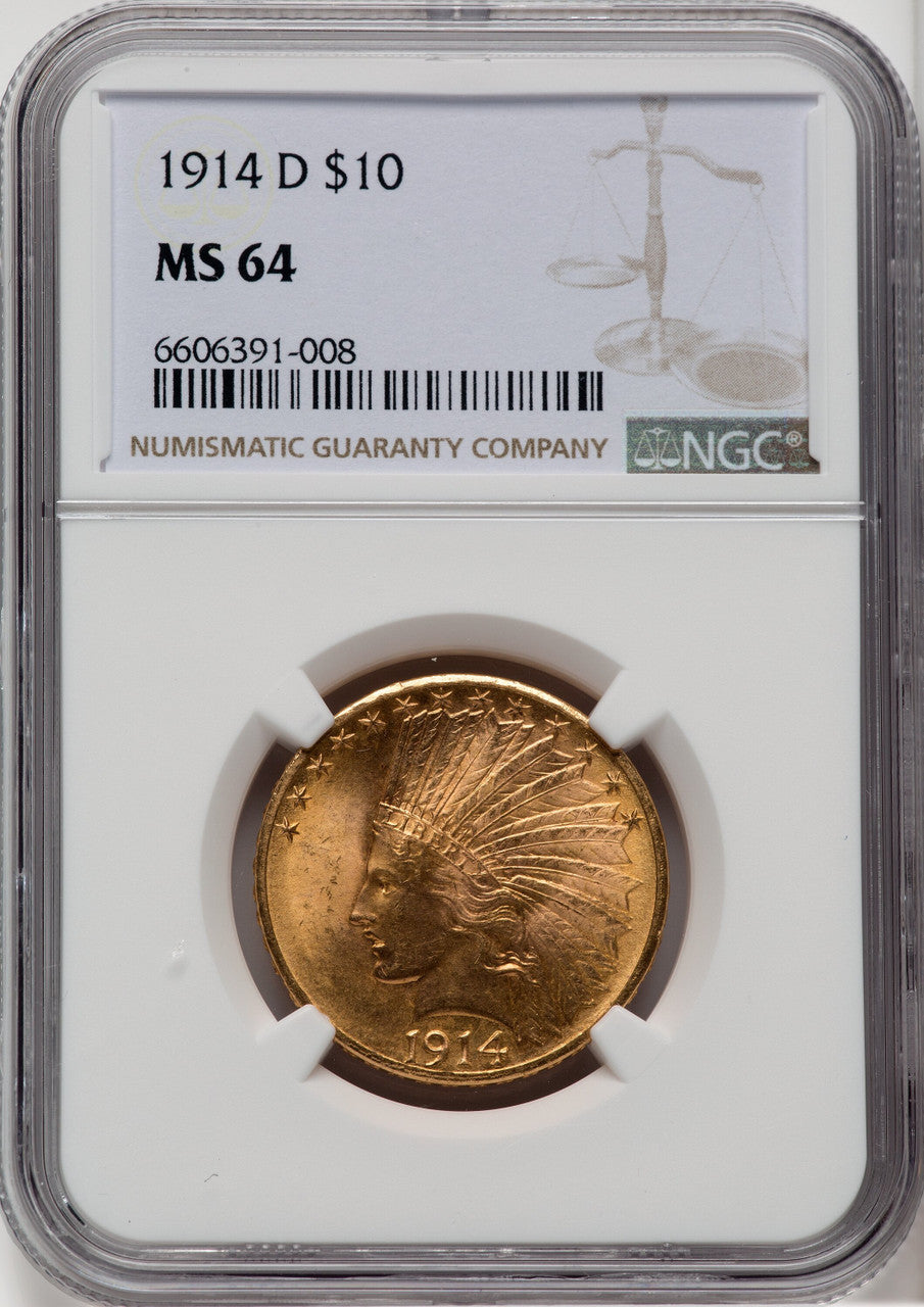 1914-D $10 Indian Eagle NGC MS64