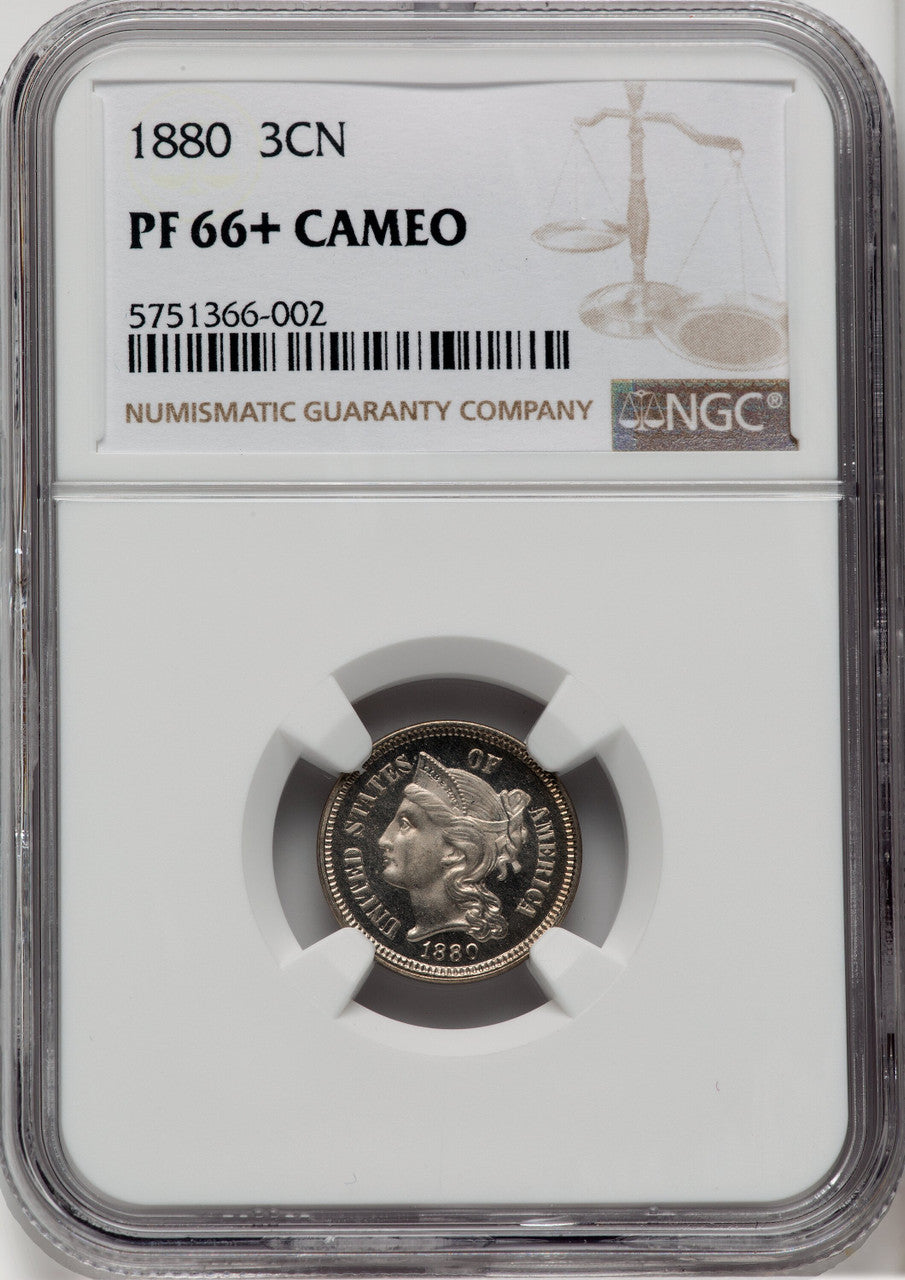 1880 3CN CA Proof Three Cent Nickel NGC PR66+