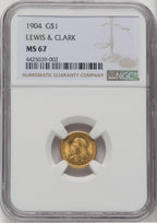 1904 G$1 Lewis and Clark Commemorative Gold NGC MS67