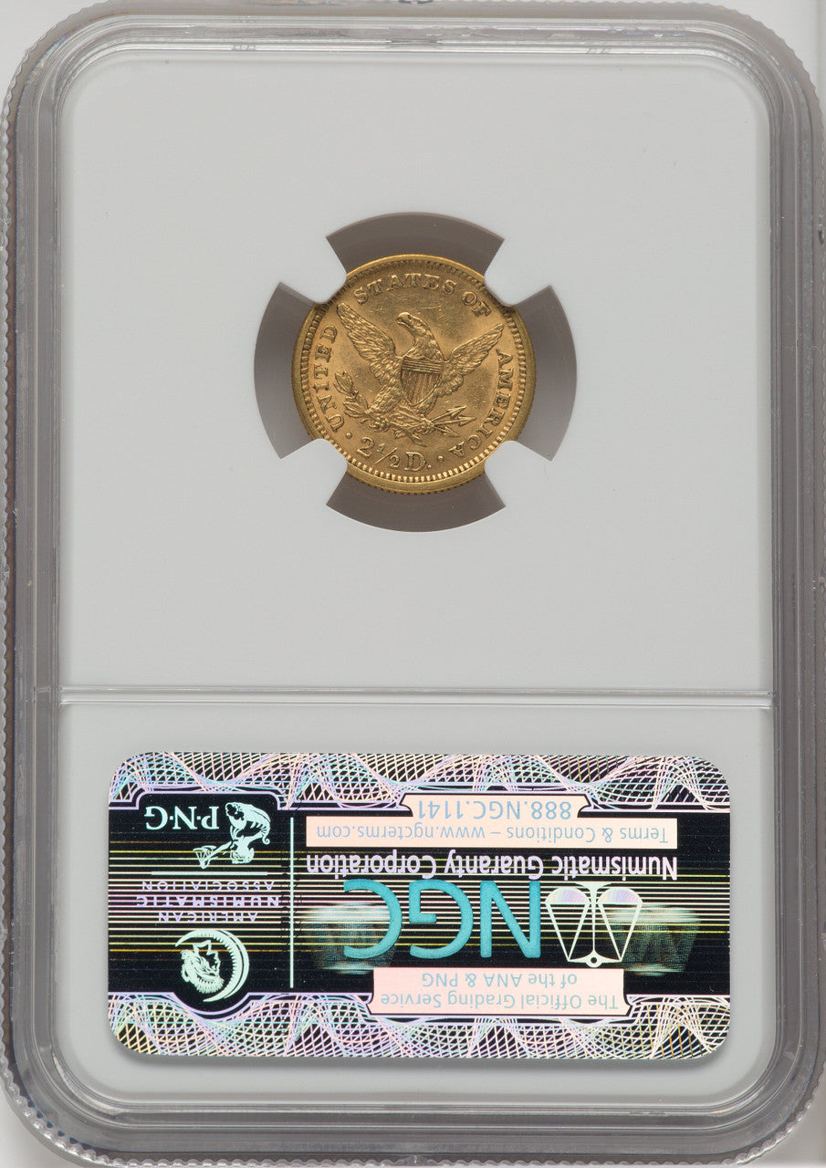 1873 $2.50 Open 3 Liberty Quarter Eagle NGC MS62