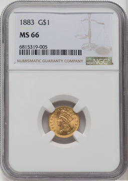 1883 G$1 Gold Dollar NGC MS66