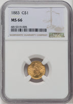 1883 G$1 Gold Dollar NGC MS66