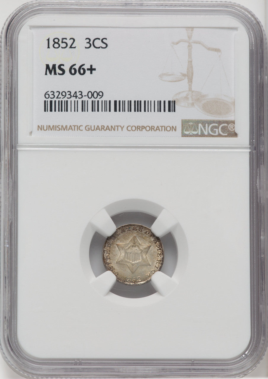 1852 3CS Three Cent Silver NGC MS66+