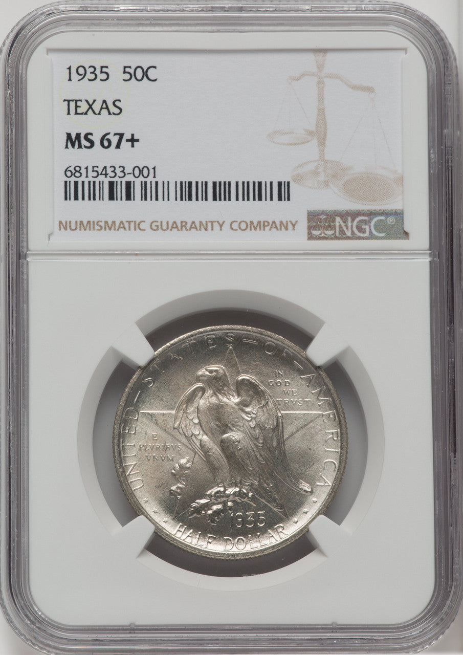 1935 50C Texas Commemorative Silver NGC MS67+