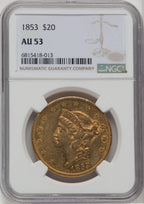 1853 $20 Liberty Double Eagle NGC AU53