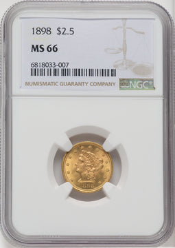 1898 $2.50 Liberty Quarter Eagle NGC MS66