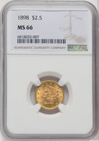 1898 $2.50 Liberty Quarter Eagle NGC MS66