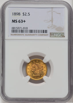1898 $2.50 Liberty Quarter Eagle NGC MS63+