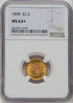 1898 $2.50 Liberty Quarter Eagle NGC MS63+